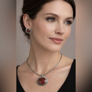 Sterling Silver Plated Necklace and Earrings Set- good as new!!